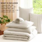 CozyLux Queen Comforter Set Beige, 7 Pieces Soft Prewashed Pinch Pleat Bed in a Bag Queen Comforter Set with Sheets, Boho Bed Set with Down Alternative Comforter, Sheets, Pillowcases & Shams