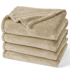 PHF Ultra Soft Fleece Blanket King Size, No Shed No Pilling Luxury Plush Cozy 300GSM Lightweight Blanket for Bed, Couch, Chair, Sofa Suitable for All Season, 108" x 90", Khaki