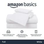 Amazon Basics 4 Piece Bed Sheet Set, 100% Cotton Jersey, Includes Super Soft, Flat and Fitted Sheets, Pillowcase, Full, White, Solid