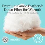 Martha Stewart Goose Feather Down Fiber Cotton Comforter Queen Size, Feather Duvet Insert Queen, Hotel Collection Hypoallergenic Comforter 58oz All Season Medium Warmth 90 x 90 Inch White
