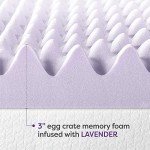 Best Price Mattress 3 Inch Egg Crate Memory Foam Mattress Topper with Soothing Lavender Infusion, CertiPUR-US Certified, Twin