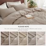 Bedsure 100% Washed Cotton Duvet Cover Queen Size - Khaki Minimalist Cotton Duvet Cover Linen Like for All Seasons - GentleSoft™ Plain Simple Bedding, 3 Pieces (Khaki, Queen, 90"x90")