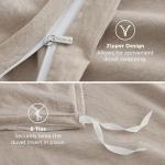 Bedsure 100% Washed Cotton Duvet Cover Queen Size - Khaki Minimalist Cotton Duvet Cover Linen Like for All Seasons - GentleSoft™ Plain Simple Bedding, 3 Pieces (Khaki, Queen, 90"x90")