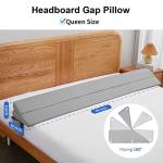 EUHAMS Queen Size Bed Wedge Pillow - Bed Gap Filler Mattress Wedge Headboard Pillow Close The Gap 0-7" Between Your Headboard and Mattress or Wall for Sleeping Backrest Pillow (60"x10"x6" Gray)