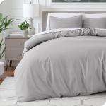 Bare Home Bedding Duvet Cover Queen Size - Premium 1800 Super Soft Collection - Lightweight, Cooling - Soft Breathable Bedding Duvet Cover (Queen, Light Grey)