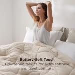 Bedsure Queen Comforter - Comforters Queen Size for All Season, Ultra-Soft Down Alternative & Prewashed Duvet Insert with 4 Tabs - Machine Washable, Linen, 88x88 Inches