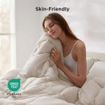 Bedsure Queen Comforter - Comforters Queen Size for All Season, Ultra-Soft Down Alternative & Prewashed Duvet Insert with 4 Tabs - Machine Washable, Linen, 88x88 Inches