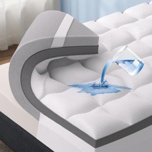 Bedsure 4 Inch Memory Foam Mattress Topper Queen Size, Dual Layer 2.5 Inch Gel Memory Foam & 800 GSM Waterproof Pillow Top Cooling Mattress Pad with 8-21 Inch Deep Pocket