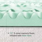 Mellow 1.5 Inch 5-Zone Memory Foam Mattress Topper, Calming Aloe Infusion, Dorm Essentials, Twin XL