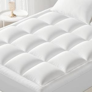 YUGYVOB Queen Mattress Topper -600GSM Extra Thick Cooling & Breathable Mattress Pad with Deep Pocket 8"-21" & Soft Down Alternative Filling, White
