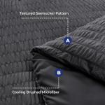 HYMOKEGE Dark Grey Duvet Cover Queen Size, Ultra Soft 3-Piece Seersucker Duvet Cover Set with Zipper Closure, Soft Brushed Microfiber Bedding Set with 8 Corner Ties (90"x90", 2 Pillowshams)