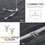 HYMOKEGE Dark Grey Duvet Cover Queen Size, Ultra Soft 3-Piece Seersucker Duvet Cover Set with Zipper Closure, Soft Brushed Microfiber Bedding Set with 8 Corner Ties (90"x90", 2 Pillowshams)