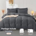 HYMOKEGE Dark Grey Duvet Cover Queen Size, Ultra Soft 3-Piece Seersucker Duvet Cover Set with Zipper Closure, Soft Brushed Microfiber Bedding Set with 8 Corner Ties (90"x90", 2 Pillowshams)