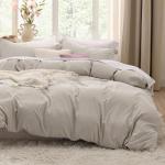 Bedsure Duvet Cover King Size - 3 Pieces Prewashed Cotton-Like Extra Soft Bedding Set, Includes 1 Duvet Cover 104x90 Inches with Zipper Closure & 2 Pillow Shams, Linen, Comforter Not Included