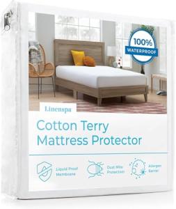 Linenspa Cotton Terry Waterproof Mattress Protector - Top Protection- Full Mattress Protector