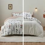 Bedsure Duvet Cover Queen Size - Reversible Cute Floral Duvet Cover Set with Zipper Closure, 3 Pieces White Bedding Set with 8 Corner Ties and 2 Pillow Shams 20"x26"