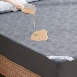 Waterproof King Size Mattress Protector Breathable Bed Cover 3D Air Fabric Mattress Pad Smooth Soft Noiseless Mattress Cover Fitted Style with Stretchable Pockets Machine Washable (Gray)