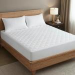 Quilted Fitted Mattress Pad Queen Size - Elastic Fitted Mattress Topper Protector & Cover - Breathable, Soft, Low Profile Top Cover with 8-16 Inch Deep Pockets - Easy-Fit & Machine Washable - White