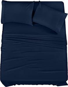 Utopia Bedding Queen Sheet Set – 4 Piece Bed Sheets for Queen Size Bed, Soft and Breathable Microfiber, Includes 1 Fitted Sheet, 1 Flat Sheet and 2 Pillowcases (Navy Blue)