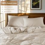 SONORO KATE 100% French Linen Duvet Cover Queen Size, Soft Breathable for Hot Sleepers, Moisture Wicking & Durable Cover Set - Zipper Closure & 4 Corner Ties Duvet Covers 3 Piece (Linen,Queen)