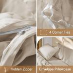 SONORO KATE 100% French Linen Duvet Cover Queen Size, Soft Breathable for Hot Sleepers, Moisture Wicking & Durable Cover Set - Zipper Closure & 4 Corner Ties Duvet Covers 3 Piece (Linen,Queen)