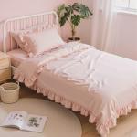 Anluoer Twin Comforter Set 5 Piece, Pink Bed in a Bag with Sheets, All Season Ruffle Shabby Chic Bedding Sets with 1 Comforter, 1 Pillow Sham, 1 Pillowcase, 1 Fitted Sheet