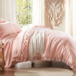 Anluoer Twin Comforter Set 5 Piece, Pink Bed in a Bag with Sheets, All Season Ruffle Shabby Chic Bedding Sets with 1 Comforter, 1 Pillow Sham, 1 Pillowcase, 1 Fitted Sheet