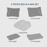 Anluoer Twin Comforter Set 5 Piece, Pink Bed in a Bag with Sheets, All Season Ruffle Shabby Chic Bedding Sets with 1 Comforter, 1 Pillow Sham, 1 Pillowcase, 1 Fitted Sheet