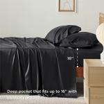 Bedsure King Size Sheet Set, Cooling Sheets King, Rayon Derived from Bamboo, Deep Pocket Up to 16", Breathable & Soft Bed Sheets, Hotel Luxury Silky Bedding Sheets & Pillowcases, Black