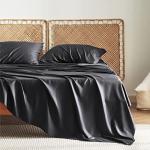 Bedsure King Size Sheet Set, Cooling Sheets King, Rayon Derived from Bamboo, Deep Pocket Up to 16", Breathable & Soft Bed Sheets, Hotel Luxury Silky Bedding Sheets & Pillowcases, Black