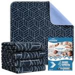OUTCREATOR® Washable Bed Pads 34" x 36" (Pack of 4), Incontinence Mattress Protector, Anti-Slip Waterproof Underpads for Adults Kids Elderly Pets, Absorbency & Reusable Bedwetting Pads (Navy Blue)