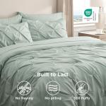 Bedsure Queen Comforter Set Sage Green - Bed in a Bag Queen Size Bedding 7 Pieces, GentleSoft™ Pintuck Bed Set Gift for Family, Pinch Pleat All Season Comforter with Sheets, Pillowcases & Shams