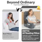 ENITYA Reading Pillow for Sitting in Bed Adult, XL Back Pillow for Bed Sitting up, Back Support Chair Pillow for Sitting up/Watching TV/Reading/Gaming/Resting/Post Surgery,Dark Grey