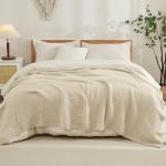 EMME Cotton Blanket King Size for Bed Soft Muslin Blankets 108"x90" Lightweight Breathable Layering Bedspread Coverlet All Season Gauze Blanket, Light Tan