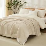EMME Cotton Blanket King Size for Bed Soft Muslin Blankets 108"x90" Lightweight Breathable Layering Bedspread Coverlet All Season Gauze Blanket, Light Tan
