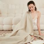 EMME Cotton Blanket King Size for Bed Soft Muslin Blankets 108"x90" Lightweight Breathable Layering Bedspread Coverlet All Season Gauze Blanket, Light Tan