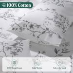 Shilucheng 100% Cotton Sheets Set - 1000 Thread Count，Luxury Cotton Floral Bed Sheets，Breathable & Cooling Printed Bedding, 16 Inch Deep Pocket - 4 Piece (King,Black & White)