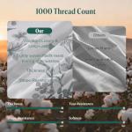 Shilucheng 100% Cotton Sheets Set - 1000 Thread Count，Luxury Cotton Floral Bed Sheets，Breathable & Cooling Printed Bedding, 16 Inch Deep Pocket - 4 Piece (King,Black & White)