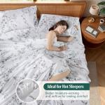 Shilucheng 100% Cotton Sheets Set - 1000 Thread Count，Luxury Cotton Floral Bed Sheets，Breathable & Cooling Printed Bedding, 16 Inch Deep Pocket - 4 Piece (King,Black & White)