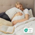 Bedsure Fluffy Duvet Cover Set - Ultra Soft Plush Shaggy Comforter Cover Queen Size, Warm Flannel Fleece Bed Sets for Winter, 3 Pieces (Striped Pattern, Coconut White)