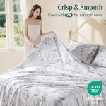 Shilucheng 100% Cotton Sheets Set - 1000 Thread Count，Luxury Cotton Floral Bed Sheets，Breathable & Cooling Printed Bedding, 16 Inch Deep Pocket - 4 Piece (King,Black & White)