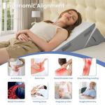 Sasttie Wedge Pillow Set for After Surgery, 3PCS Adjustable Bed Wedge Pillow Headboard with Memory Foam Neck Cushion – for Acid Reflux, Sleeping, Neck & Back Support, Dark Grey & White