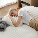 Bedsure Fluffy Duvet Cover Set - Ultra Soft Plush Shaggy Comforter Cover Queen Size, Warm Flannel Fleece Bed Sets for Winter, 3 Pieces (Striped Pattern, Coconut White)