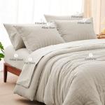 CozyLux Queen Comforter Set Beige Seersucker 7 Pieces Bed in a Bag Queen Comforter Set with Sheets, Luxury Soft Bedding Set with Down Alternative Comforter, Sheets, Pillowcases & Shams for All Seasons