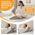 Ruqmuis 3PCS Wedge Pillow Set for After Surgery, Adjustable 9&12 Inch Bed Wedge Pillow for Sleeping, Incline Pillow Wedge for Headboard, Post Surgery, Acid Reflux, Neck&Back Support, White/Grey