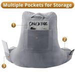 Sasttie Reading Pillow for Bed - 23 Inch, Back Pillow for Bed Sitting Up, Back-Rest Support Cushion with Side Pockets and Arms, Dorm Essentials, Oeko-Tex Certified, Dark Grey