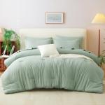 CozyLux Queen Comforter Set 7 Pieces Bed in a Bag Queen, Sage Green Bedding Comforter Set with Sheets All Season, 7PC Bed Sets with Comforter, Fitted Sheets, Flat Sheets, Pillow Shams and Pillowcases