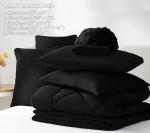 CozyLux Queen Comforter Set Black - Bed in a Bag Queen Size 7 Pieces, Luxury Soft Bed Set for All Seasons, Bedding Set with Down Alternative Comforter, Sheets, Pillowcases & Shams