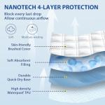 MEELUS Padded Queen Mattress Protector, Breathable Waterproof Mattress Pad Cover Fitted Deep Pocket 8"-21", Soft Noiseless Mattress Cover Washable Cooling for Home Hotel Bedroom, White