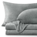 BEDELITE Sheets Queen Size Grey - Super Soft Fleece Sheets Set Fluffy Extra Plush, 4 Piece(Include Fitted Sheet, Flat Sheet, 2 Pillowcases)